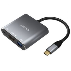 Conversor Aisens A109-0669/ USB Tipo-C Macho/ HDMI Hembra – USB Hembra – USB Tipo-C Hembra/ 15cm/ Gris