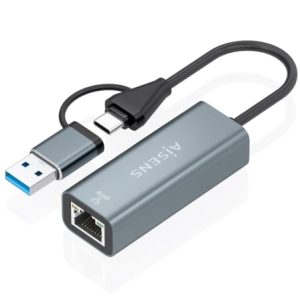 Adaptador USB + USB Tipo-C 3.2 – RJ45 Aisens A109-1032/ 1000Mbps