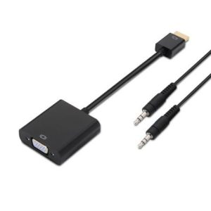 Conversor Aisens A122-0126/ HDMI Macho – VGA Hembra/ Jack 3.5 Hembra/ 10cm/ Negro