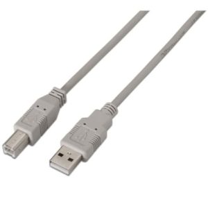 Cable USB 2.0 Impresora Aisens A101-0003/ USB Tipo-B Macho – USB Macho/ 3m/ Beige