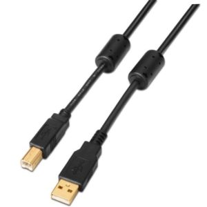 Cable USB 2.0 Impresora Aisens A101-0009/ USB Tipo-B Macho – USB Macho/ 2m/ Negro