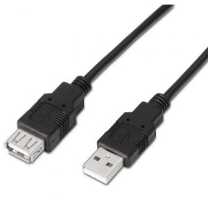 Cable Alargador USB 2.0 Aisens A101-0016/ USB Macho – USB Hembra/ Hasta 2.5W/ 60Mbps/ 1.8m/ Negro