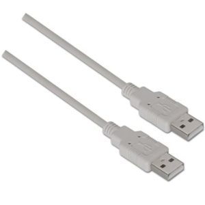 Cable USB 2.0 Aisens A101-0022/ USB Macho – USB Macho/ Hasta 2.5W/ 60Mbps/ 2m/ Beige