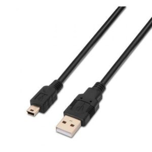 Cable USB 2.0 Aisens A101-0024/ USB Macho – MiniUSB Macho/ 1m/ Negro