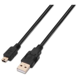 Cable USB 2.0 Aisens A101-0025/ USB Macho – USB Mini/ Hasta 2.5W/ 60Mbps/ 1.8m/ Negro