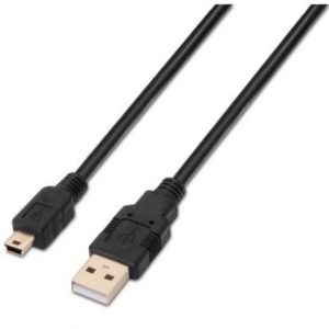 Cable USB 2.0 Aisens A101-0026/ USB Macho – MiniUSB Macho/ Hasta 2.5W/ 60Mbps/ 3m/ Negro
