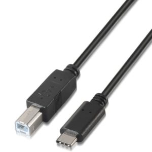 Cable USB 2.0  Impresora Aisens A107-0054/ USB Tipo-C Macho – USB Tipo-B Macho/ 480Mbps/ 2m/ Negro