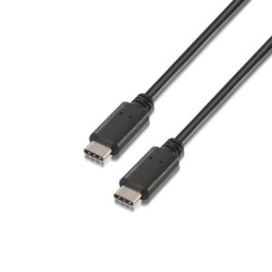 Cable USB 2.0 Tipo-C Aisens A107-0056/ USB Tipo-C Macho – USB Tipo-C Macho/ 480Mbps/ 1m/ Negro