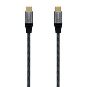 Cable USB 3.2 Tipo-C Aisens A107-0671 20GBPS 100W/ USB Tipo-C Macho – USB Tipo-C Macho/ Hasta 100W/ 20Gbps/ 1m/ Gris