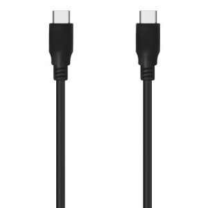 Cable USB 3.2 Tipo-C Aisens A107-0702 20GBPS 5A 100W/ USB Tipo-C Macho – USB Tipo-C Macho/ Hasta 100W/ 20Gbps/ 1m/ Negro