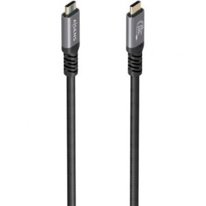 Cable USB 3.2 Tipo-C Aisens A107-0988/ USB Tipo-C Macho – USB Tipo-C Macho/ Hasta 100W/ 20Gbps/ 3m/ Negro