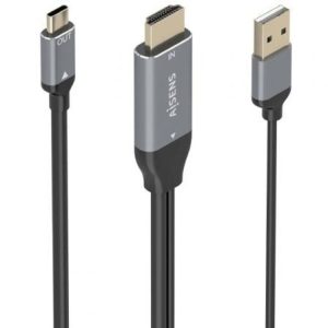 Cable Conversor Aisens A109-0871/ HDMI Macho/ USB Macho – USB Tipo-C Macho/ 1.8m/ Negro