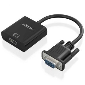 Cable Conversor Aisens A115-0873/ VGA Macho/ HDMI Hembra – Jack 3.5 Hembra – MicroUSB / 20cm/ Negro