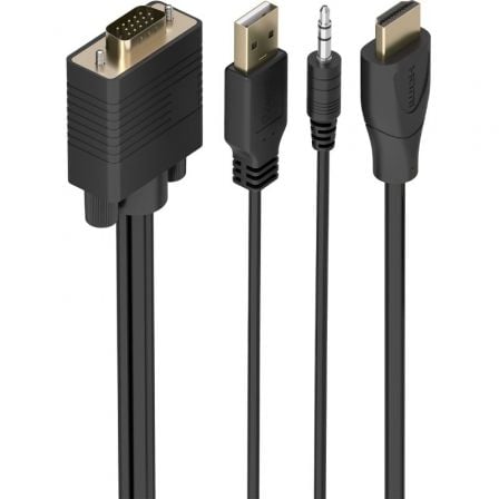Cable Conversor Aisens A122-1015 SVGA Macho - USB Macho - Jack Macho/ HDMI Macho/ 2m/ Negro - Imagen 2