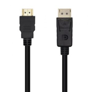 Cable Conversor Aisens A125-0459/ DisplayPort Macho – HDMI Macho/ Hasta 5W/ 2300Mbps /1m/ Negro
