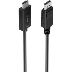 Cable Conversor Aisens A125-0896/ DisplayPort Macho – HDMI 4K Macho/ 5m/ Negro