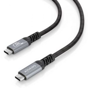 Cable USB 4.0 Tipo-C Aisens A156-0994/ USB Tipo-C Macho – USB Tipo-C Macho/ Hasta 240W/ 40Gbps/ 1m/ Negro