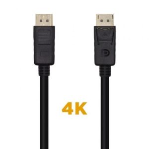 Cable DisplayPort 1.2 4K Aisens A124-0455/ DisplayPort Macho – DisplayPort Macho/ 1m/ Negro