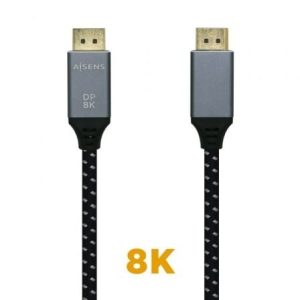 Cable DisplayPort 1.4 8K Aisens A149-0436/ DisplayPort Macho – DisplayPort Macho/ 1.5m/ Negro Gris