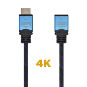 Cable Alargador HDMI Aisens A120-0453/ HDMI Macho – HDMI Hembra/ 2m/ Negro/ Azul