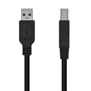 Cable USB 3.0 Impresora Aisens A105-0444/ USB Tipo-B Macho – USB Macho/ 5Gbps/ 2m/ Negro