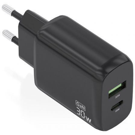 Cargador de Pared GaN Aisens A110-0924/ 1xUSB Tipo-C/ 1xUSB/ 30W/ Negro - Imagen 3