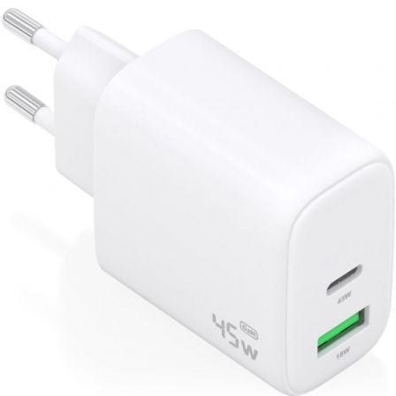Cargador de Pared GaN Aisens A110-0971/ 1xUSB Tipo-C/ 1xUSB/ 45W/ Blanco - Imagen 2