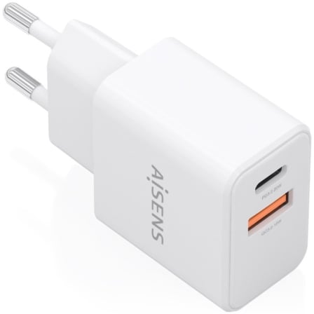 Cargador de Pared GaN Aisens A110-1025/ 1xUSB Tipo-C/ 1xUSB/ 20W/ Blanco - Imagen 2