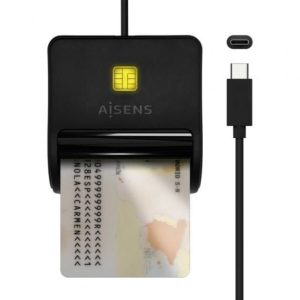 Lector de DNI USB Tipo-C Aisens ASCR-SN03C-BK/ USB Tipo-C/ Negro