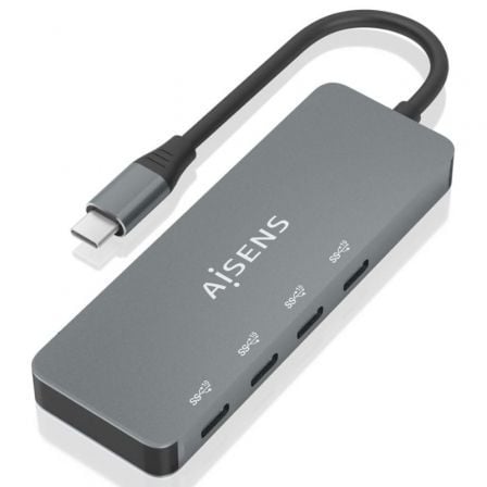 Hub USB Tipo-C Aisens A109-0695/ 4xUSB Tipo-C/ Gris - Imagen 2