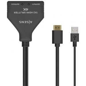 Cable Duplicador HDMI 4K Aisens A123-0654/ 2x HDMI Hembra – HDMI Macho – USB Macho/ 30cm/ Negro