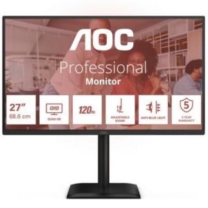 Monitor Profesional AOC Q27E4CV 27″/ QHD/ Multimedia/ Regulable en altura/ Negro