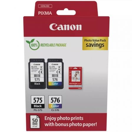 Cartucho de Tinta Original Canon PG-575 + CL-576 Multipack/ Negro/ Tricolor + Papel Fotográfico - Imagen 5