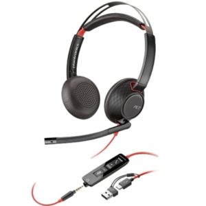 Auriculares Poly Blackwire 5220 + Adaptador USB-C/A/ con Micrófono/ Jack 3.5mm/ Negro