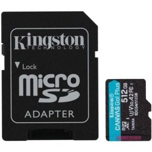 Tarjeta de Memoria Kingston CANVAS Go! Plus 512GB microSD XC con Adaptador/ Clase 10/ 200MBs