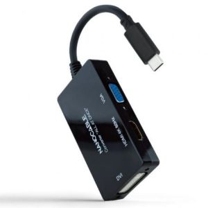 Conversor Nanocable 10.16.4301-ALL/ USB Tipo-C Macho – HDMI Hembra – DVI-I Hembra – VGA Hembra/ 20cm/ Negro