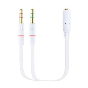 Cable Estéreo Nanocable 10.24.1203/ Jack 3.5 Hembra – 2x Jack 3.5 Macho/ 20cm/ Blanco