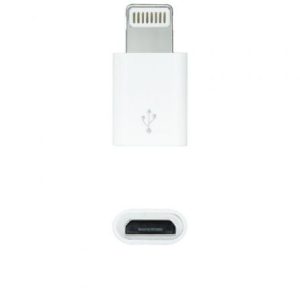 Adaptador Micro USB 2.0 Lightning Nanocable 10.10.4100/ Micro USB Hembra – Lightning Macho/ Blanco