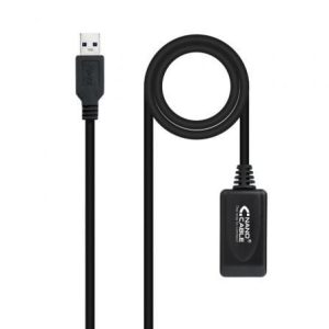 Cable Alargador USB 3.0 con Amplificador Nanocable 10.01.0311/ USB Macho – USB Hembra/ 5m/ Negro