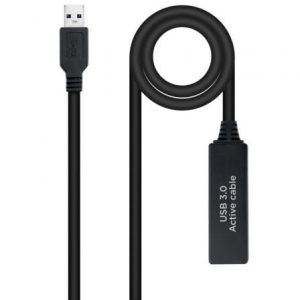 Cable Alargador Amplificador USB 3.0 Nanocable 10.01.0312/ USB Macho – USB Hembra/ 10m/ Negro