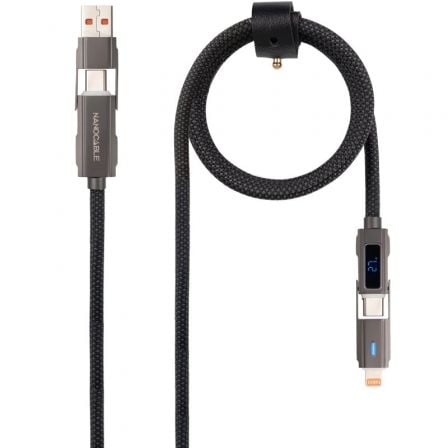 Cable USB 2.0 Tipo-C Nanocable 10.01.2501/ USB Tipo-C Macho + USB Macho - USB Tipo-C Macho + Lightning Macho/ Hasta 27W/ 480Mbps/ 1m/ Negro - Imagen 2