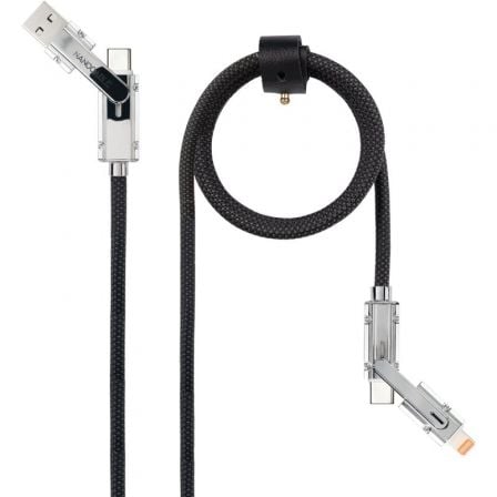 Cable USB 2.0 Tipo-C Nanocable 10.01.2601/ USB Tipo-C Macho + USB Macho - USB Tipo-C Macho + Lightning Macho/ Hasta 27W/ 480Mbps/ 1m/ Negro - Imagen 5