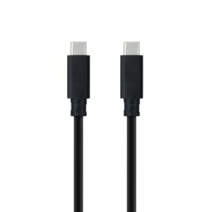 Cable USB 3.1 Tipo-C Nanocable 10.01.4100/ USB Tipo-C Macho – USB Tipo-C Macho/ Hasta 100W/ 10Gbps/ 50cm/ Negro