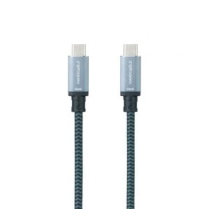 Cable USB 3.1 Tipo-C Nanocable 10.01.4101-COMB/ USB Tipo-C Macho – USB Tipo-C Macho/ Hasta 100W/ 10Gbps/ 1m/ Gris y Negro