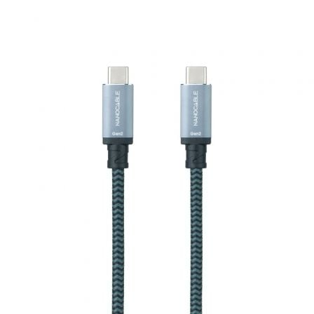 Cable USB 3.1 Tipo-C Nanocable 10.01.4102-COMB/ USB Tipo-C Macho - USB Tipo-C Macho/ Hasta 100W/ 10Gbps/ 2m/ Gris y Negro - Imagen 2