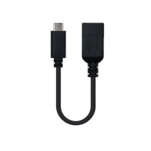 Cable USB 3.1 Nanocable 10.01.4201/ USB Tipo-C Macho – USB Hembra/ 15cm/ Negro