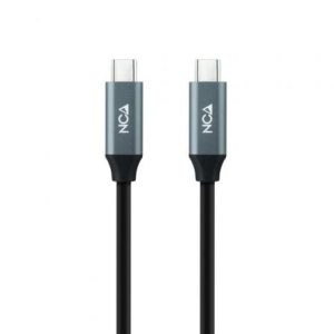 Cable USB 3.2 Tipo-C Nanocable 10.01.4301-L150/ USB Tipo-C Macho – USB Tipo-C Macho/ Hasta 100W/ 20Gbps/ 1.5m/ Gris y Negro
