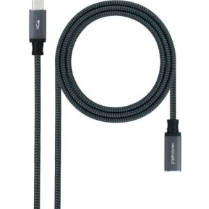 Cable Alargador USB Tipo-C 3.2 Nanocable 10.01.4501-L150-COMB/ USB Tipo-C Macho – USB Tipo-C Hembra/ 1.5m/ Negro