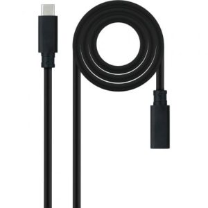 Cable Alargador USB Tipo-C 3.2 Nanocable 10.01.4501/ USB Tipo-C Macho – USB Tipo-C Hembra/ 1m/ Negro