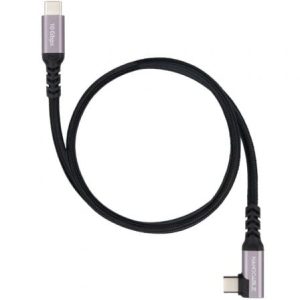 Cable USB 3.2 Tipo-C Acodado Nanocable 10.01.4700/ USB Tipo-C Macho – USB Tipo-C Macho/ Hasta 100W/ 10Gbps/ 50cm/ Negro